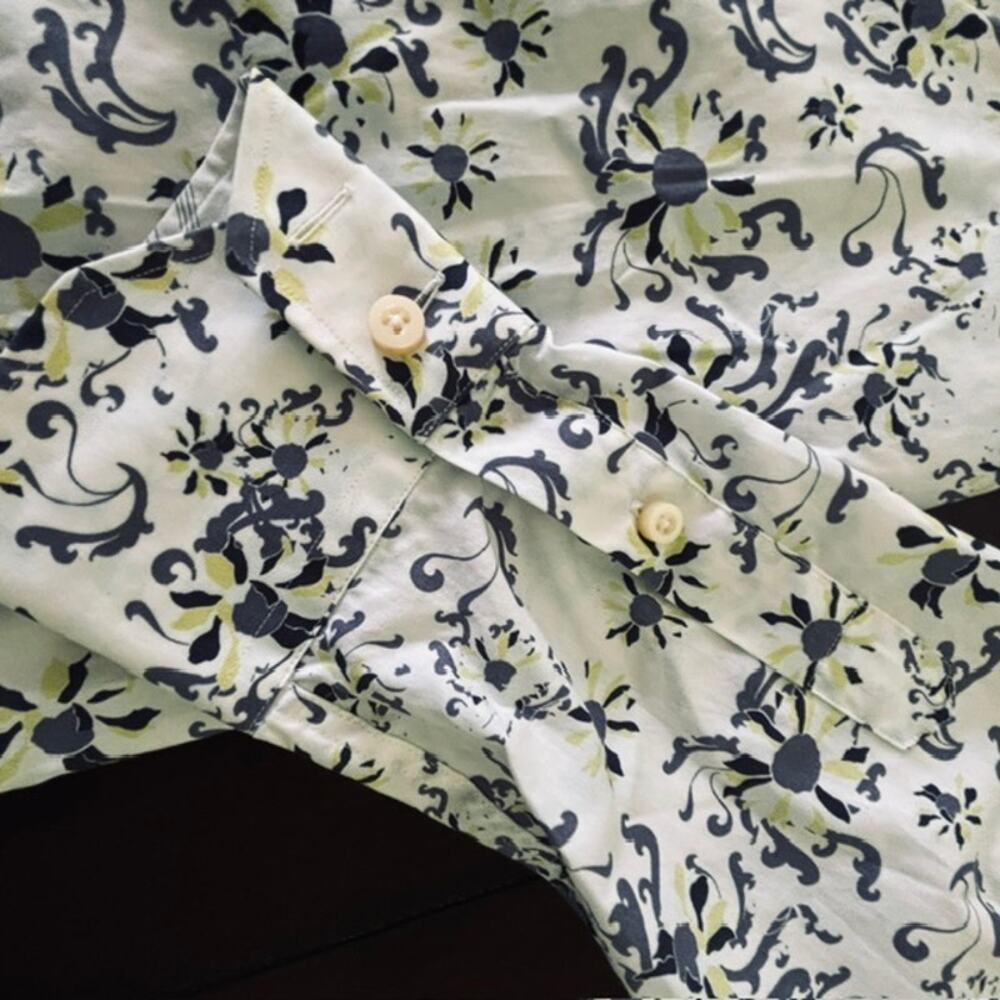 Tailorbyrd Men’s White Button Front Shirt Large Purple Abstract Print  Cotton - Picture 5 of 5